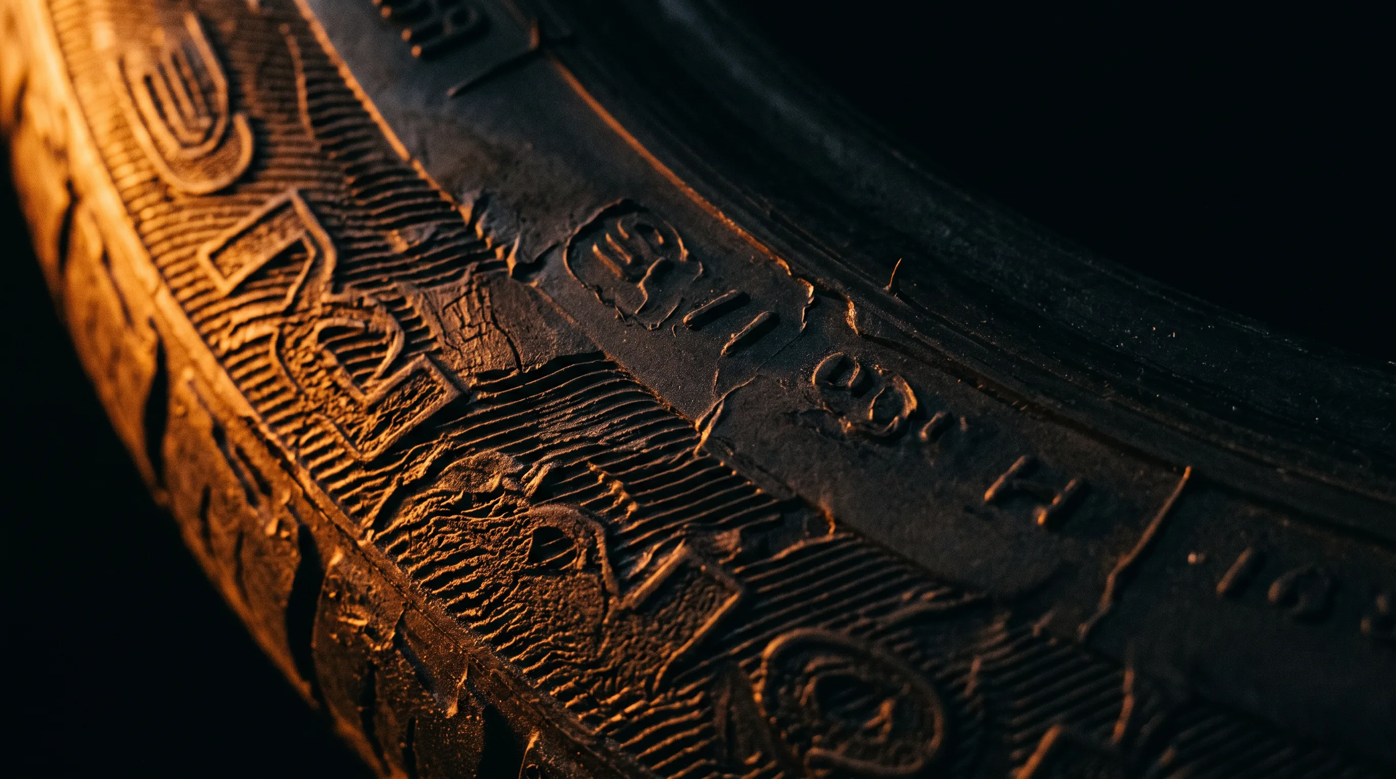 Tire sidewall markings close-up